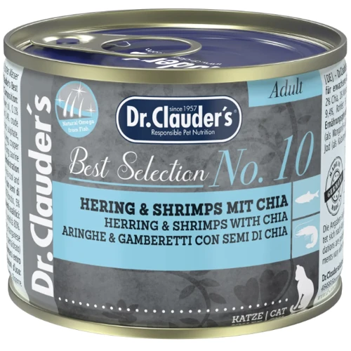 Влажный корм для взрослых кошек Dr.Clauder's Best Selection №10 сельдь и креветки с чиа 200 г (22610200)