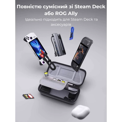 Аксессуар для приставок Сумка-чехол JSAUX для Steam Deck \ OLED, ROG Ally, ROG Ally X, Nintendo Switch \ OLED, PlayStation Portal BG0106X серый: Тип аксессуара Сумки