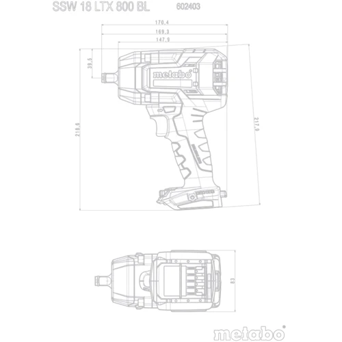 Гайковерт Metabo SSW 18 LTX 800 BL MetaBox (602403650): Тип аккумулятора Li-Ion