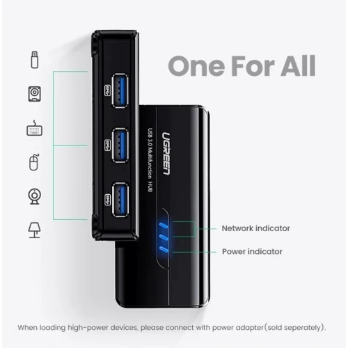 Адаптер Ugreen Adapter USB to 3хUSB 3.0+RJ45 Black (20265) фото 6