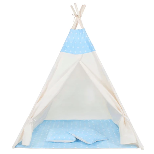 Детская палатка Springos Tipi XXL вигвам бело-голубая (TIP06)