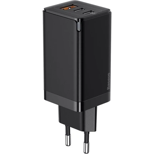 Зарядний пристрій Baseus Wall Charger GaN2 2xUSB-C+USB 65W Black with USB-C Cable (CCGAN2P-B01)