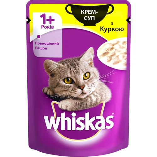 Влажный корм для котов Whiskas крем-суп с курицей 85г (4770608255435)