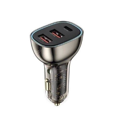 Зарядное устройство WIWU Car Charger 2xUSB+USB-C Geek Wi-QC013 90W Black: Количество USB-портов 3