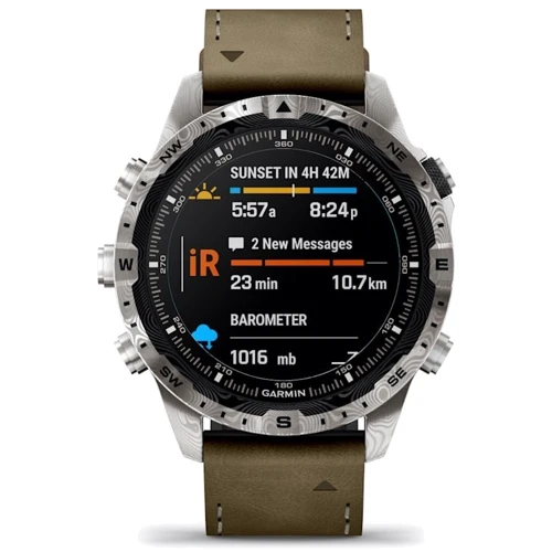 Смарт-часы Garmin MARQ Adventurer (Gen 2) Damascus Steel Edition Modern Tool Watch (010-03393-31): Материал ремешка Кожа и резина FKM
