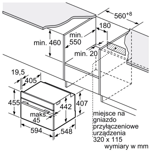 Духовой шкаф электрический Siemens CD714GXB1: Размеры 45.5x59.4x54.8 см