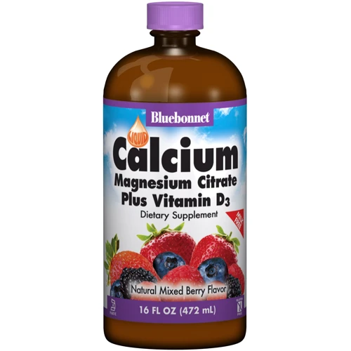 Bluebonnet Nutrition Calcium Magnesium Citrate + Vitamin D3, Natural Mixed Berry Flavor, 16 oz (472 ml) (BLB0696)