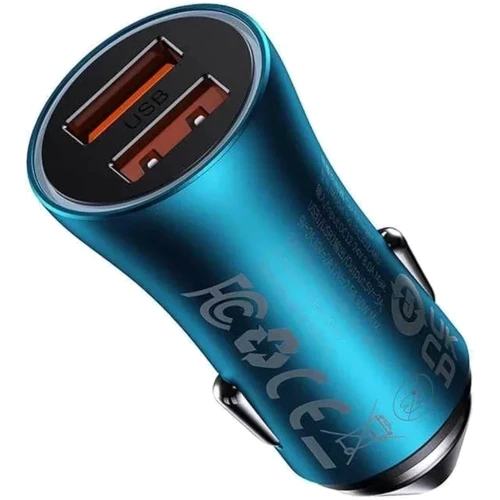 Зарядний пристрій Baseus Car Charger USB+USB Golden Contactor 60W Blue (CGJM000003)
