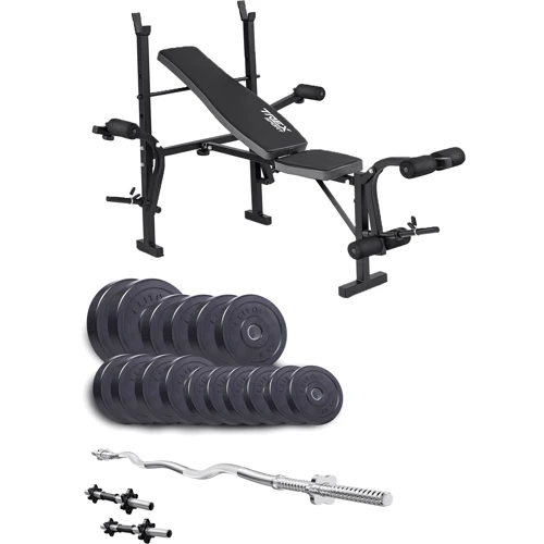 Скамья для жима и пресса Hop-Sport Набор Elitum Titan 65кг + лавка TrexSport TX-055