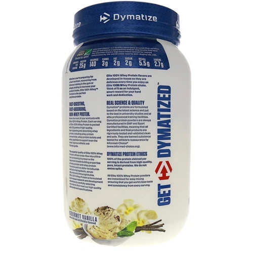 Протеин Dymatize Elite 100% Whey Protein 907 g /27 servings/ Gourmet Vanilla: Вес, г 907