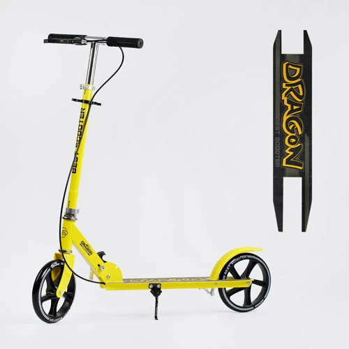 Детский двухколесный самокат с ручным тормозом Best Scooter Dragon D-89726 Желтый