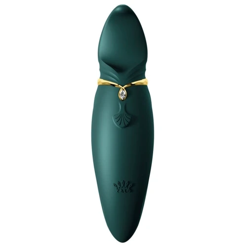 Вибратор 2в1 с язычком Zalo - Hero Jewel Green (кристалл Swarovski)