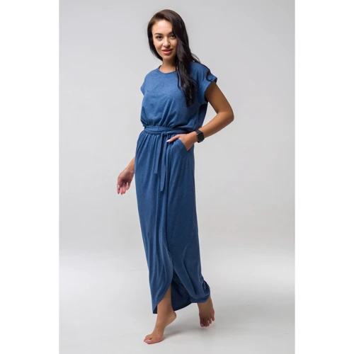 Платье FLFashion Asti ППА 2134 48-50 синее повседневное длинное макси: Фасон рукава Кимоно