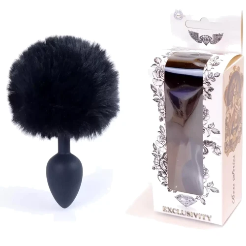 Анальная пробка S с хвостом BOSS of TOYS Boss Series - Silicon PLUG Bunny Tail Black, BS6400100
