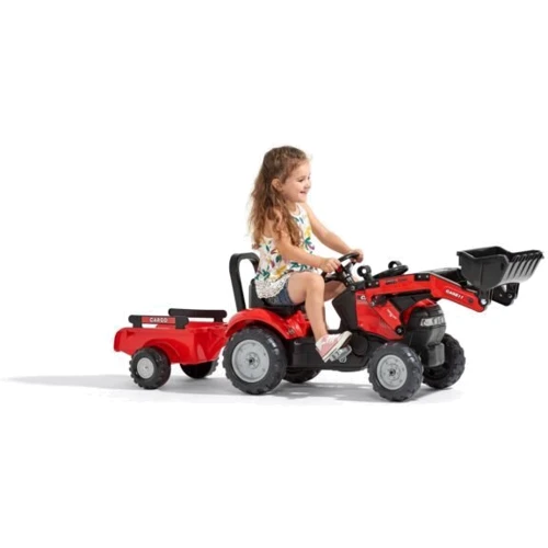Детский трактор Falk Case Ih Maxxum на педалях c прицепом и ковшом красный (961AM): Материал колес пластик