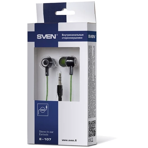 Навушники SVEN E-107 Black / Green: Тип конструкції вакуумні