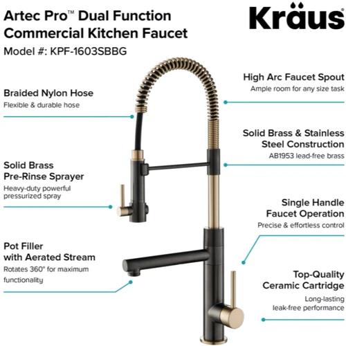 Змішувач для кухонного миття Kraus KPF-1603SBBG