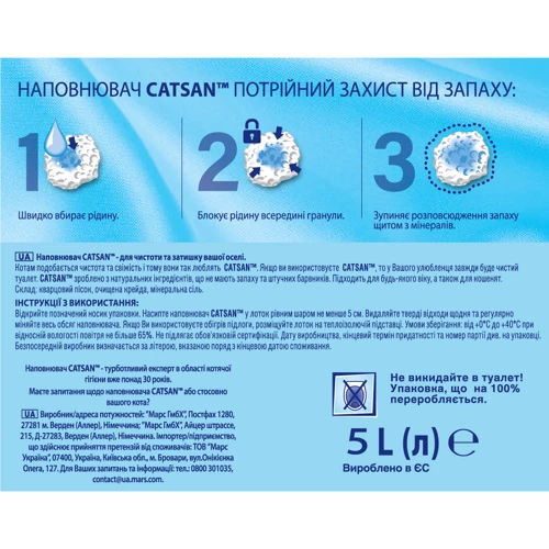 Наполнитель туалетов для кошек Catsan Hygiene plus 2.6 кг (5 л) (4008429008535): Тип Впитывающий