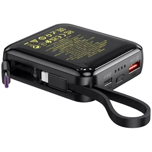 Внешний аккумулятор Hoco Power Bank 10000mAh Q23 Blade with Cable PD 20W/22.5W Black: Особенности быстрая зарядка, Компактный размер, Индикатор заряда