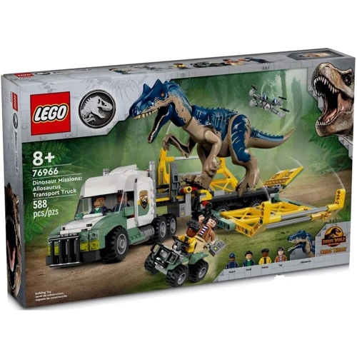 Конструктор LEGO Jurassic World Миссии динозавров: Грузовик для перевозки аллозавра 588 деталей (76966)