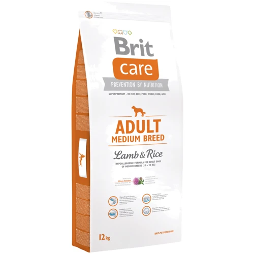 Сухой корм для взрослых собак средних пород Brit Care Adult Medium Breed Lamb & Rice 12 кг (8595602509928)