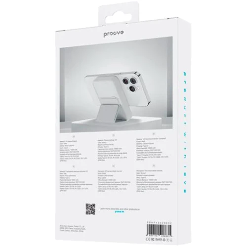 Внешний аккумулятор Proove Power Bank 10000mAh Hyperion 20W White (PBHP15020002): Особенности Индикатор заряда, Поддержка MagSafe, Компактный размер