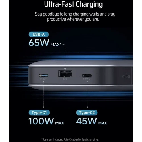 Внешний аккумулятор Cuktech Power Bank 25000mAh PB250 210W Gray: Особенности Компактный размер, Индикатор заряда