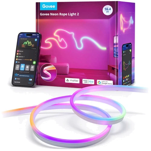 Стрічка світлодіодна розумна Govee H61D3 Neon Rope Light 2, 5м, RGBIC, WI-FI/Bluetooth, білий (H61D5301): Джерело живлення від мережі