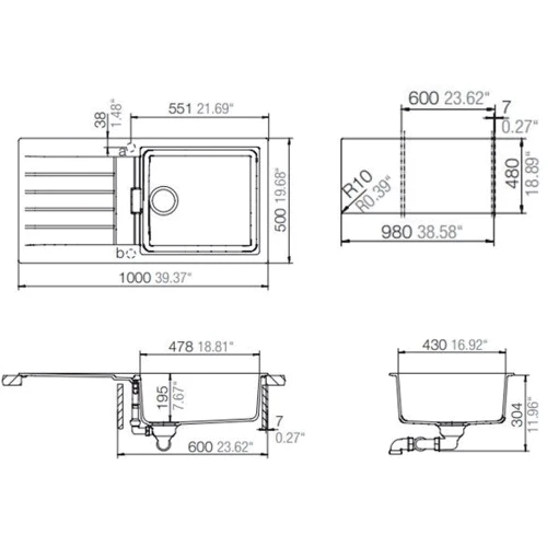 Schock PRIMUS D-100L (24056043): Форма Прямоугольная