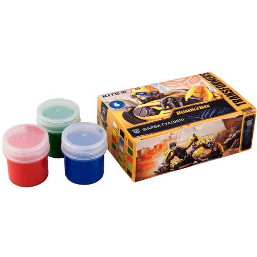 Гуашь Kite 6 цв., 20мл TF: Лицензия Transformers