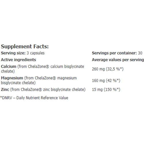 Amix ChelaZone MultiChel Ca+Mg+Zn Bisglycinate Chelate 90 veg caps / 30 servings: Пол Унисекс