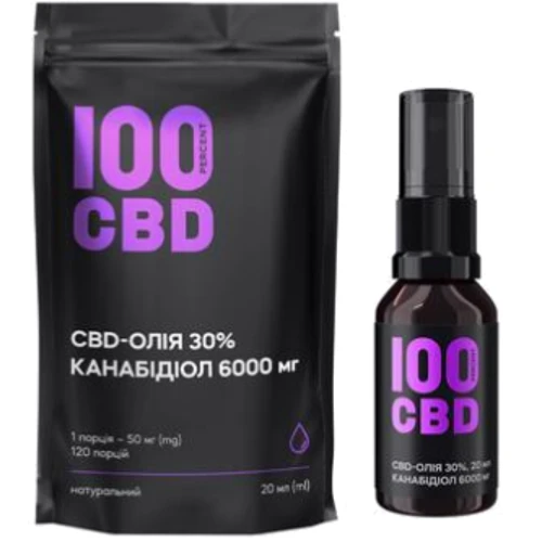 100 CBD 30% 120 до, 20 мл 6000 мг CBD в стеклянном флаконе