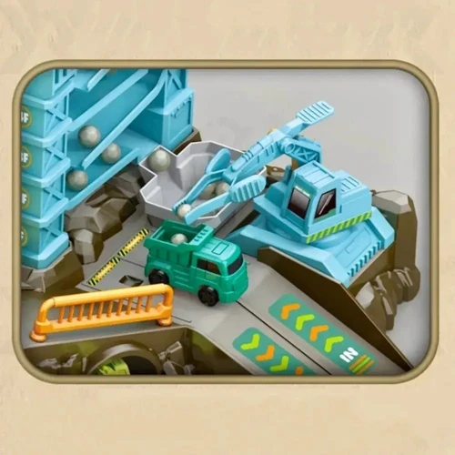 Трек для машинок (музыка, подвижные детали, динозавры, машинки, кран-динозавр) (T912A)