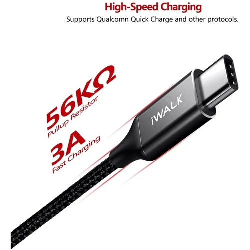 Кабель iWALK Cable USB-C to USB-C 1.8m Black (CSB009) фото 3