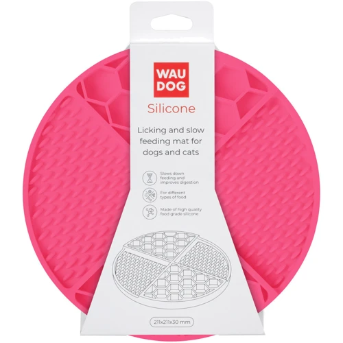 Килимок Waudog Silicone для злизування та повільного годування 211х211х30 мм Рожевий (23507): Особливості Противоскользящее основание