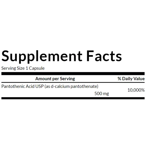 Swanson Pantothenic Acid Пантотенова кислота 500 мг 250 капсул: Тип Витамин B