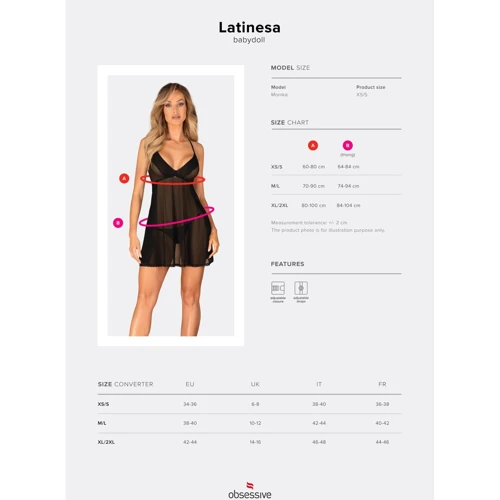 Пеньюар и трусики Obsessive Latinesa babydoll & thong M/L