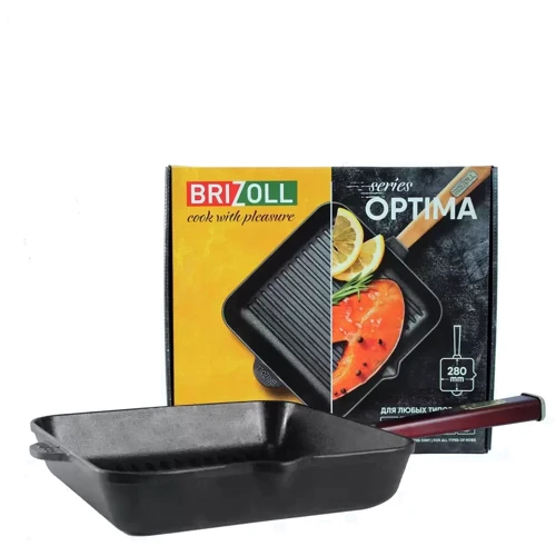Сковорода Brizoll Optima-Bordo гриль 28х28х5.75 см (O282850G-P2): Тип сковороди Гриль