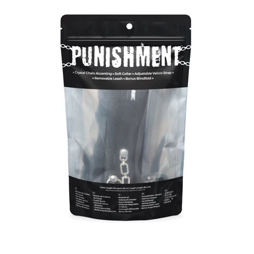 Ошейник с поводком Punishment Crystal Collar & Leash Black