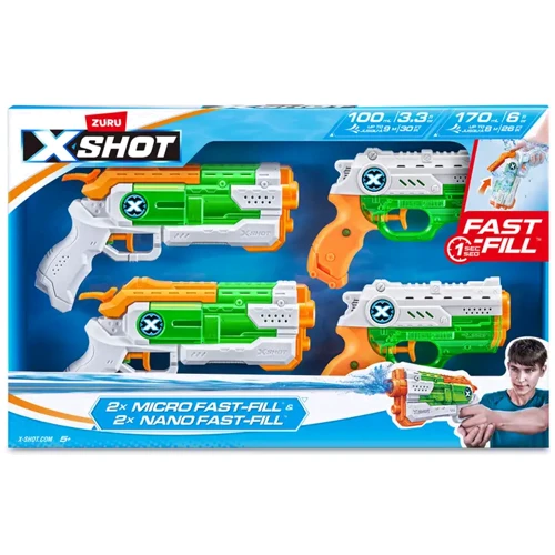 Набір водних бластерів X-Shot Fast Fill Combo Pack 2 Micro And 2 Nano (11856R): Виробник X-Shot