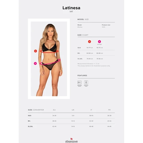 Комплект Obsessive Latinesa 2-pcs set Black, XL/2XL