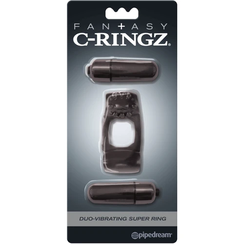 Эрекционное вибро кольцо Duo Vibr Super Ring, черный