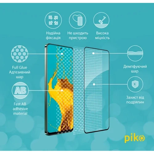 Piko Tempered Glass Full Glue Black for Realme 12+: Материал стекло