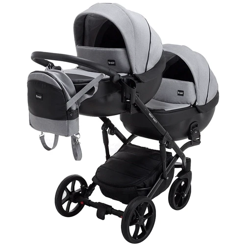 Коляска 2 в 1 для двойни Bair Next DUO Soft 10 Серый (625793): Ширина шасси 60 см