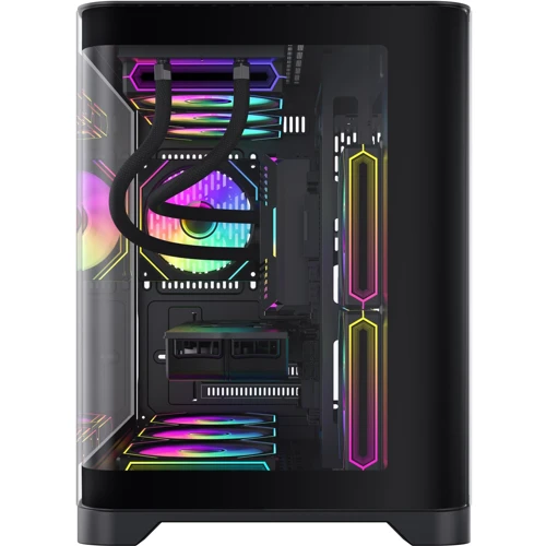 Корпус Gamemax HYPE-M Black: Материал передней панели закаленное стекло