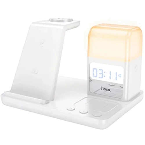 Зарядное устройство Hoco Wireless Charger CQ9 Crown 15W 3in1 White for iPhone 16 I 15 I 14 I 13 I 12 series: Кабель в комплекте отсутствует