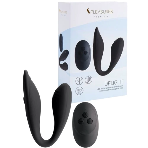 Двойной вибратор S Pleasures Premium Delight (для клитора и точки G, 10 режимов), черный