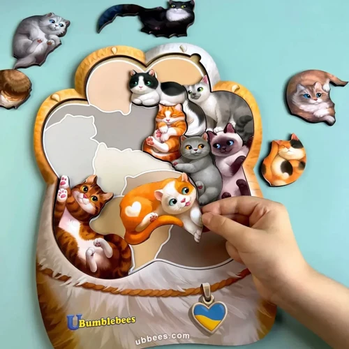 Дерев'яний пазл рамки-вкладаші Ubee "Котики-муркотики" (ПСФ133) фото 5