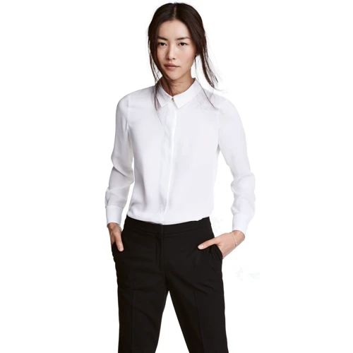 Блуза H&M 3087524 42 белая с длинным рукавом