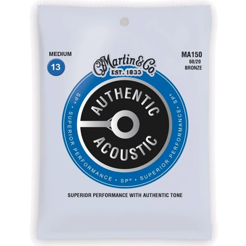 Струна для гитар Струны MARTIN MA150 Authentic Acoustic SP 80/20 Bronze Medium (13-56)
